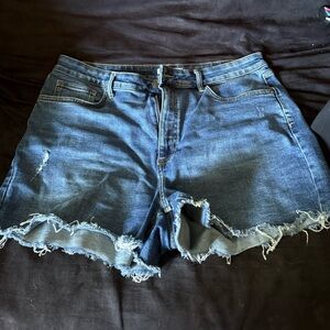 LC Lauren Conrad Blue Jean Shorts Distressed Frayed